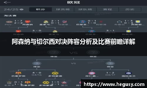 阿森纳与切尔西对决阵容分析及比赛前瞻详解